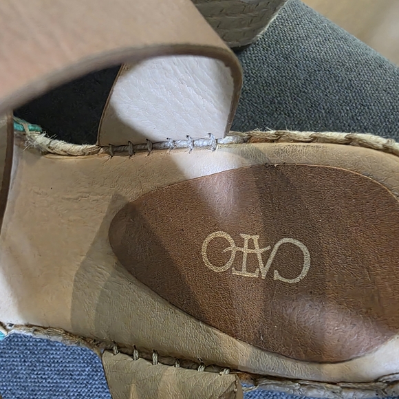 CATO Women's Turquoise and Tan Embellished Sandals. - Picture 4 of 6